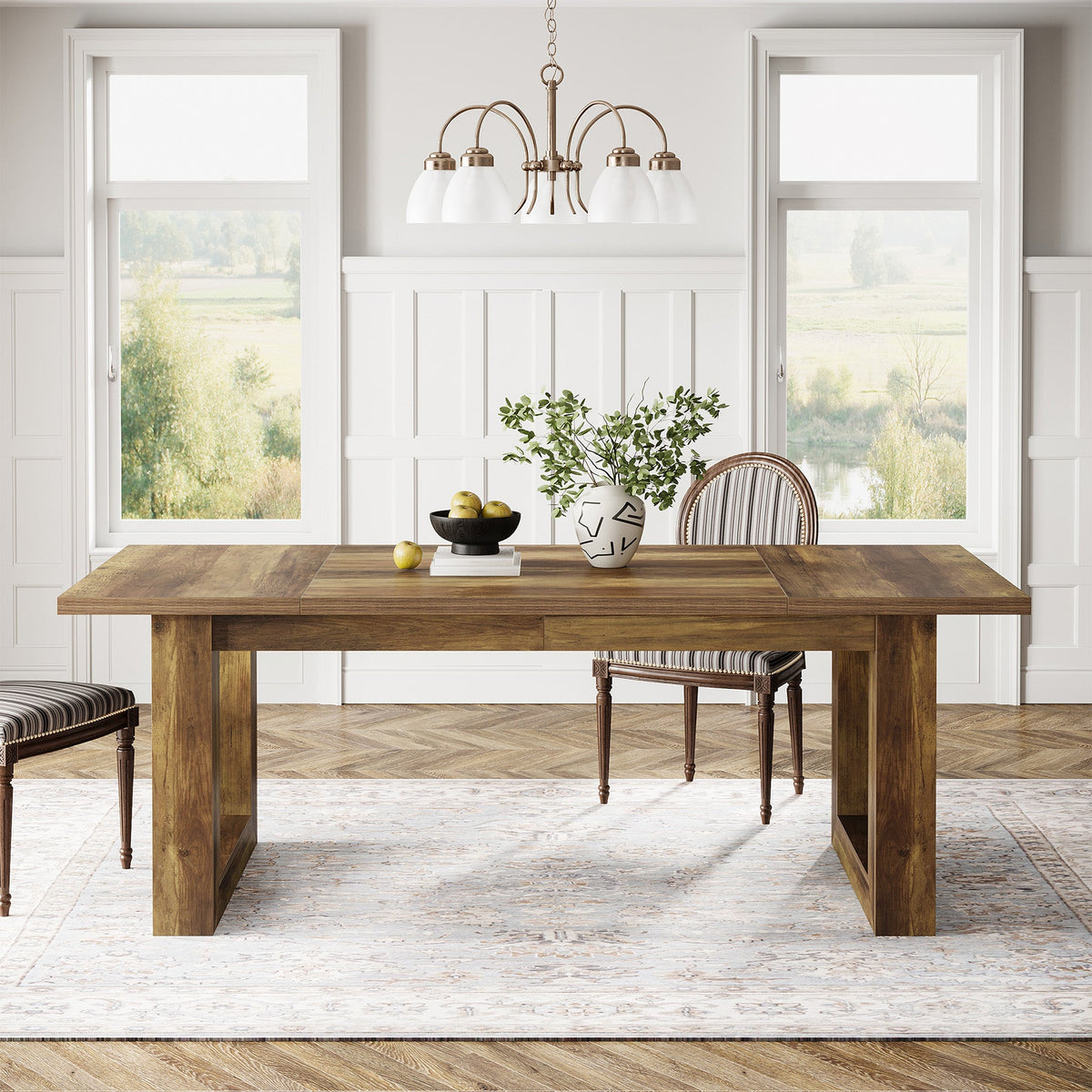 63" Dining Table, Rectangular Kitchen Dinner Table for Dining Room