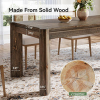 63" Dining Table, Solid Wood Kitchen Table with Heavy Duty Legs for 6 People