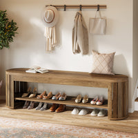 63" Entryway Bench, 2-Tier Narrow Shoe Bench with Shoe Storage