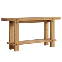 63" Farmhouse Console Table, 2-Tier Solid Wood Entryway Sofa Table
