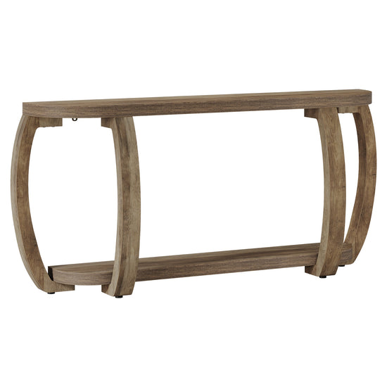 63" Farmhouse Console Table, Wooden Sofa Entryway Table with Curved Legs