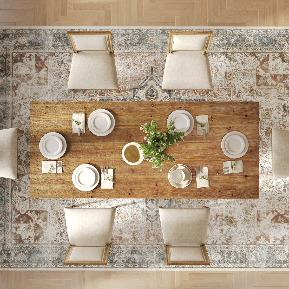 63" Industrial Dining Table, Solid Wood Rectangular Kitchen Table for 4-6 People
