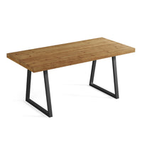 63" Industrial Dining Table, Solid Wood Rectangular Kitchen Table for 4-6 People