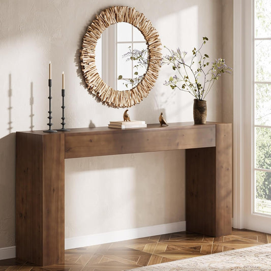 63"Solid Wood Console Table,  Farmhouse Sofa Table Behind Couch for Entryway