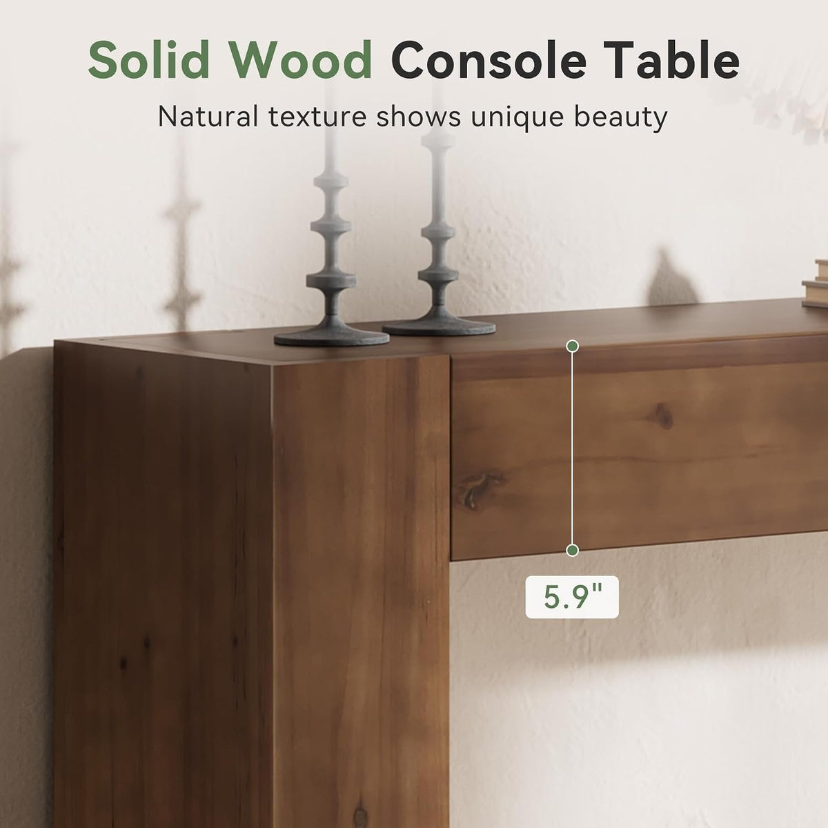 63"Solid Wood Console Table,  Farmhouse Sofa Table Behind Couch for Entryway
