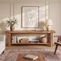 63" Solid Wood TV Stand, Farmhouse Entertainment Center for 55/65/75-Inch TV with Storage Shelves