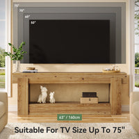 63" TV Stand, Solid Wood Entertainment Center for TVs up to 75 Inches