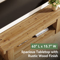 63" TV Stand, Solid Wood Entertainment Center for TVs up to 75 Inches