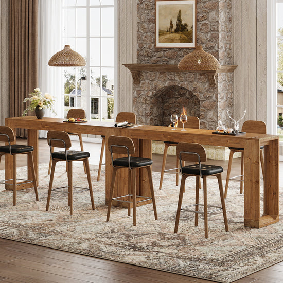 63" Wood Bar Table, Farmhouse Counter Height Pub Table Coffee Bar Units