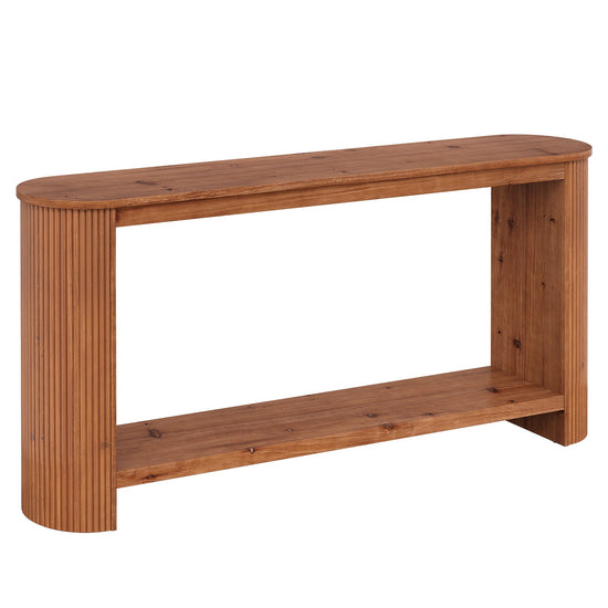 63" Wood Console Table, Farmhouse 2-Tier Sofa Entryway Table for Living Room