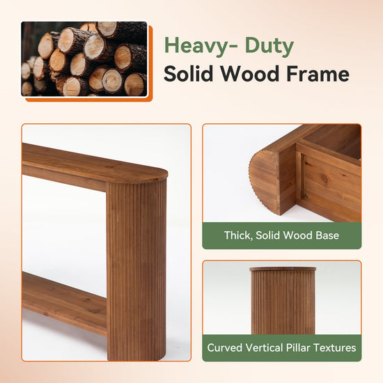 63" Wood Console Table, Farmhouse 2-Tier Sofa Entryway Table for Living Room