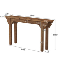 63" Wood Console Table, Mid-Century Entryway Table Sofa Table for Hallway