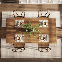 63" Wood Dining Table, Farmhouse Kitchen Dinner Table for 4-6 People