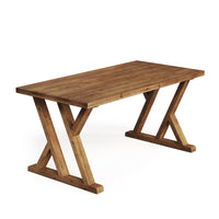 63" Wood Dining Table, Farmhouse Kitchen Dinner Table for 4-6 People