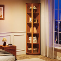 67" Corner Shelf, 5-Tier Bookcase Storage Rack with Unique Shape