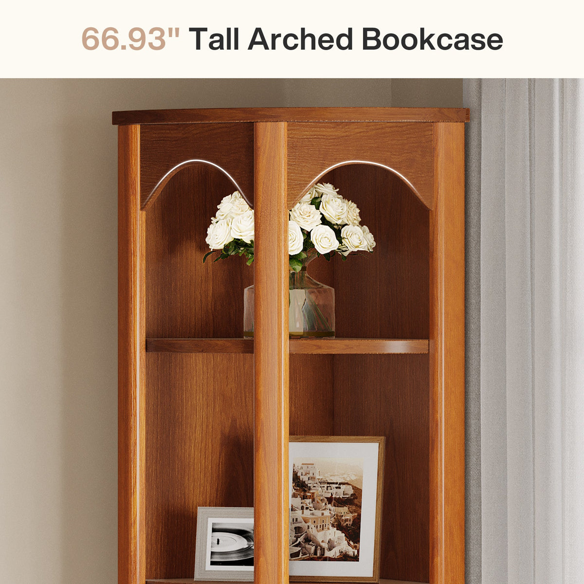 67" Corner Shelf, 5-Tier Bookcase Storage Rack with Unique Shape