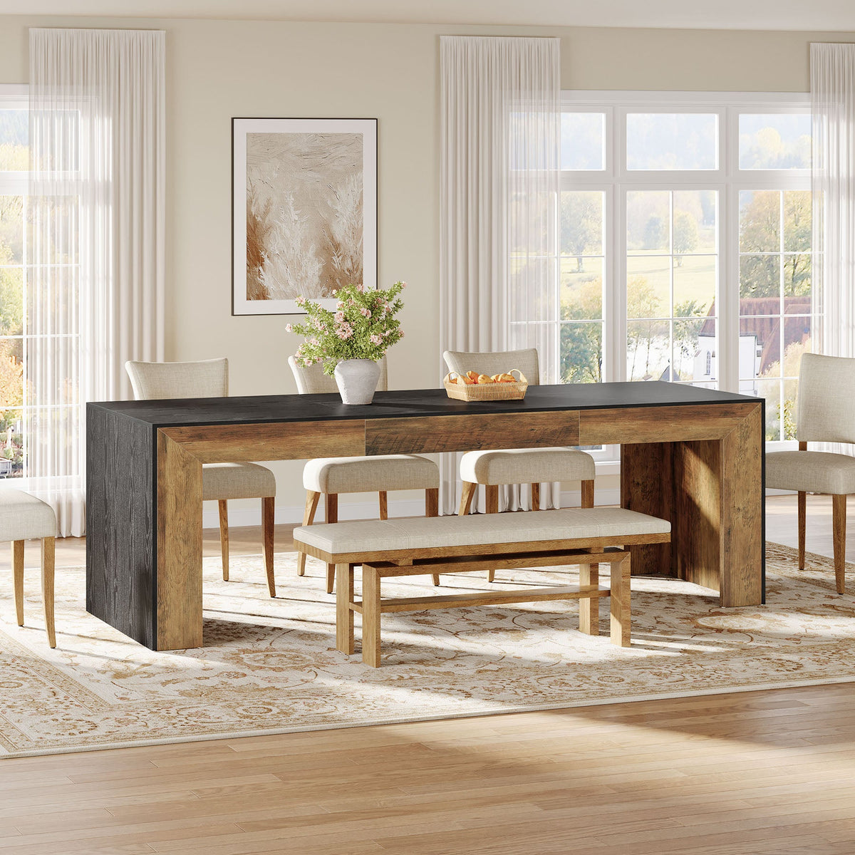 78.7" Long Dining Table, Rectangular Kitchen Table for 6-8 People