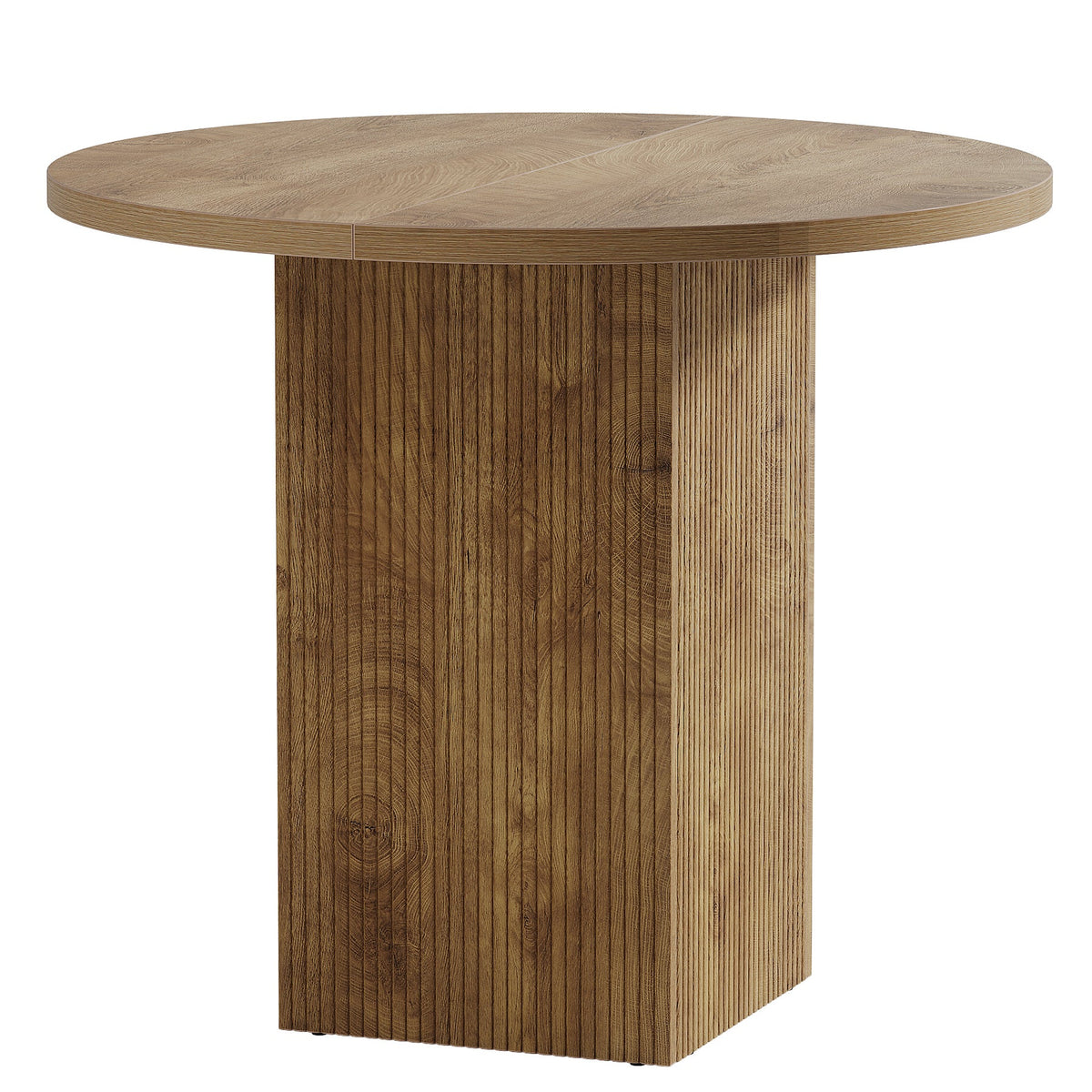 31.5" Round Conference Room Table, Small Office Table with Wooden Fluted Pedestal