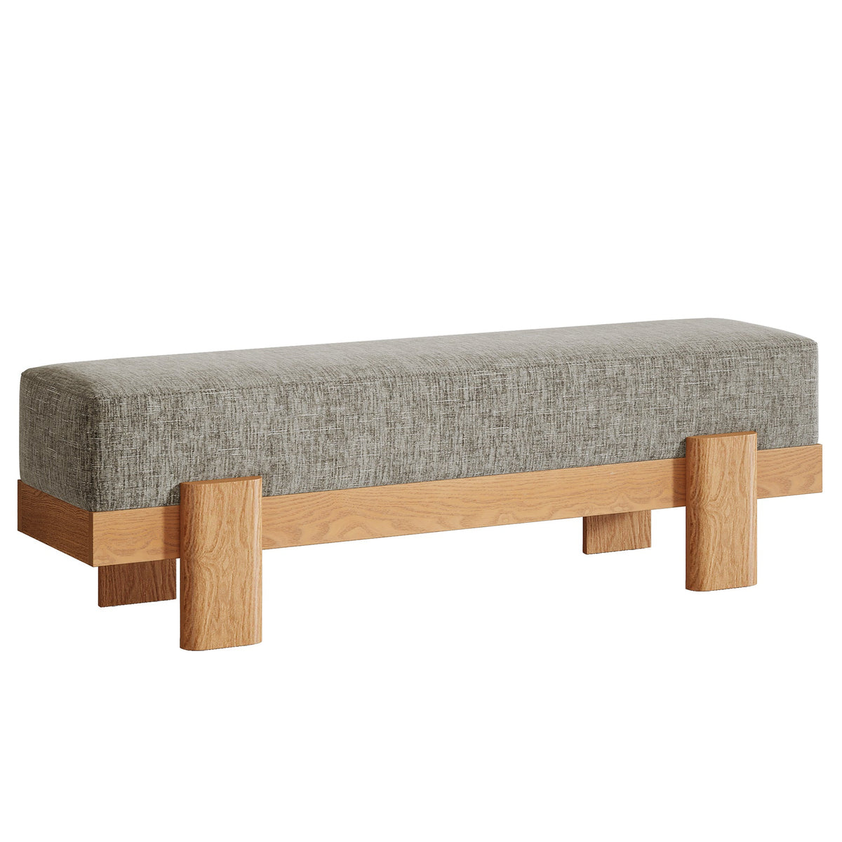 55" Dining Bench, Modern Upholstered Kitchen Benches with Fabric Padded Seat