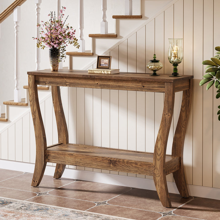 41.3" Solid Wood Console Table, Farmhouse Entryway Table With Storage