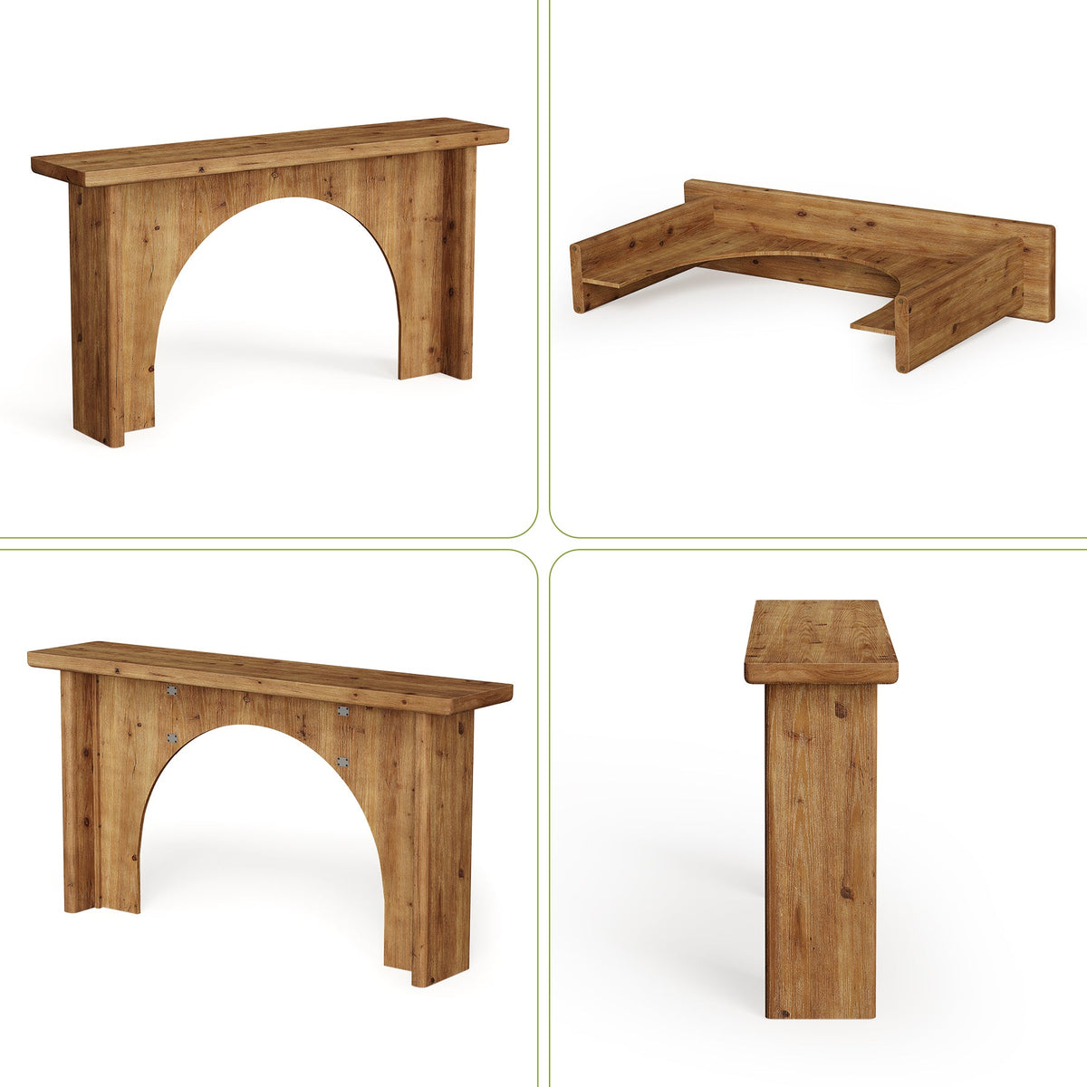 Solid Wood Console Table, 63" Entryway Sofa Table with Unique Arch Base
