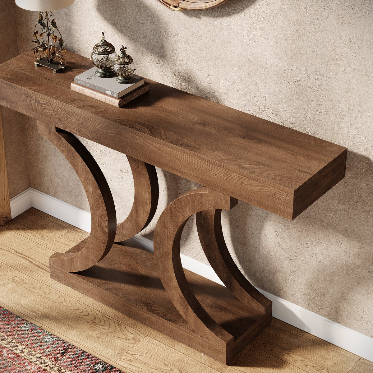 43.3" Console Table, Unique Sofa Table Behind The Couch with Curved Legs