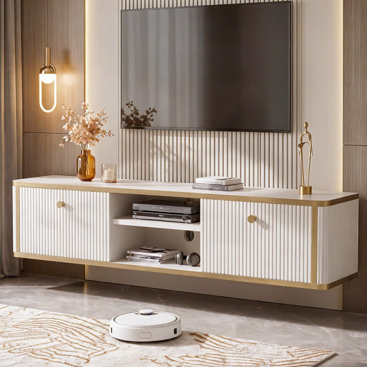 55" Floating TV Stand with 2 Drawers, Wall Mounted Entertainment Center for Living Room