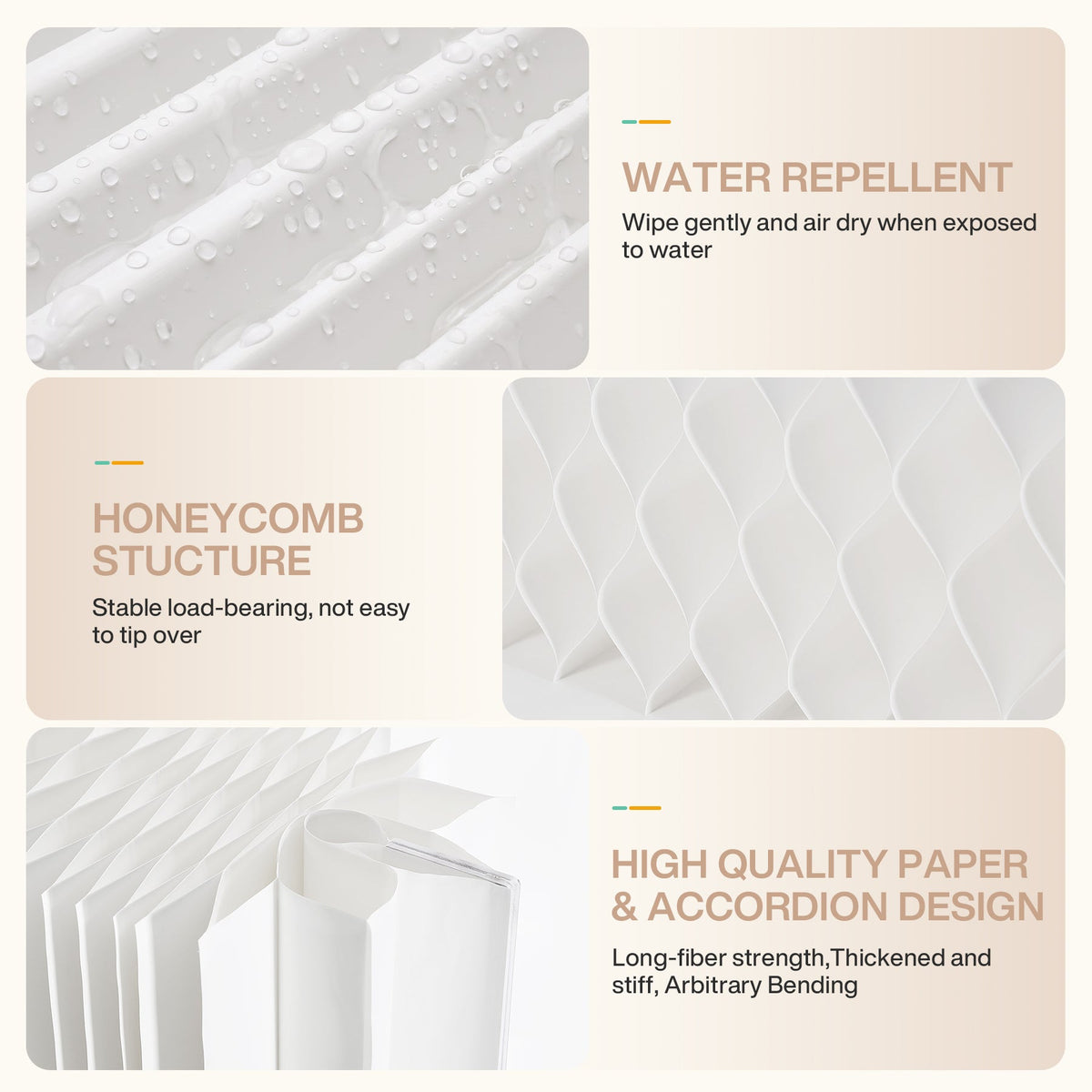 Folding Paper Room Divider, Expandable Freestanding Partition Wall for Home & Office