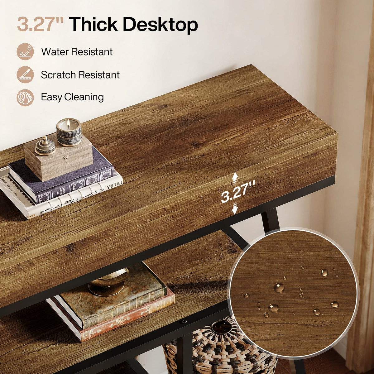 41.3" Console Table, Industrial Entryway Sofa Table with 4-Tier Shelves