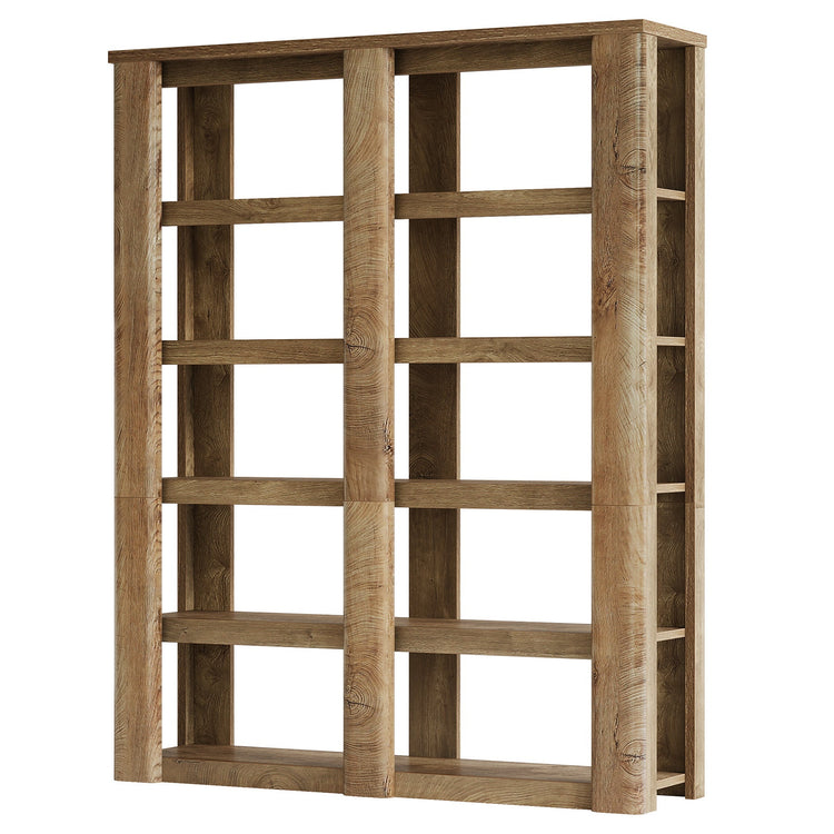 6-Tier Bookshelf, 71" Farmhouse Bookcase with Storage Shelves