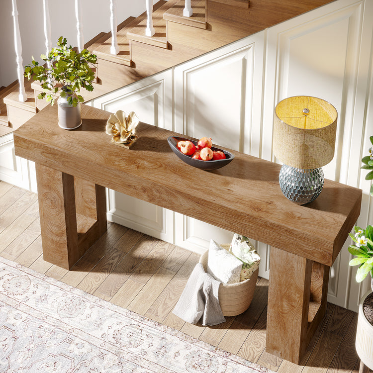 63-Inch Console Table, Farmhouse Wooden Sofa Table Entryway Table