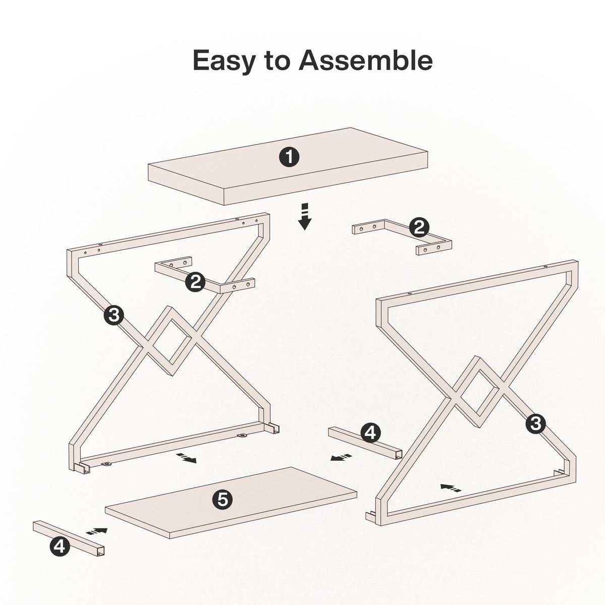 23.62" End Table, Narrow Side Table with Storage and X-Shaped Metal Frame