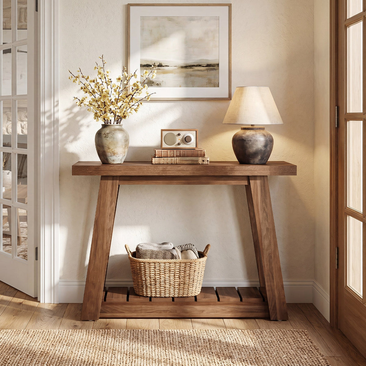 41.3" Farmhouse Console Table, 2-Tier Entryway Table Narrow Sofa Tables for Living Room