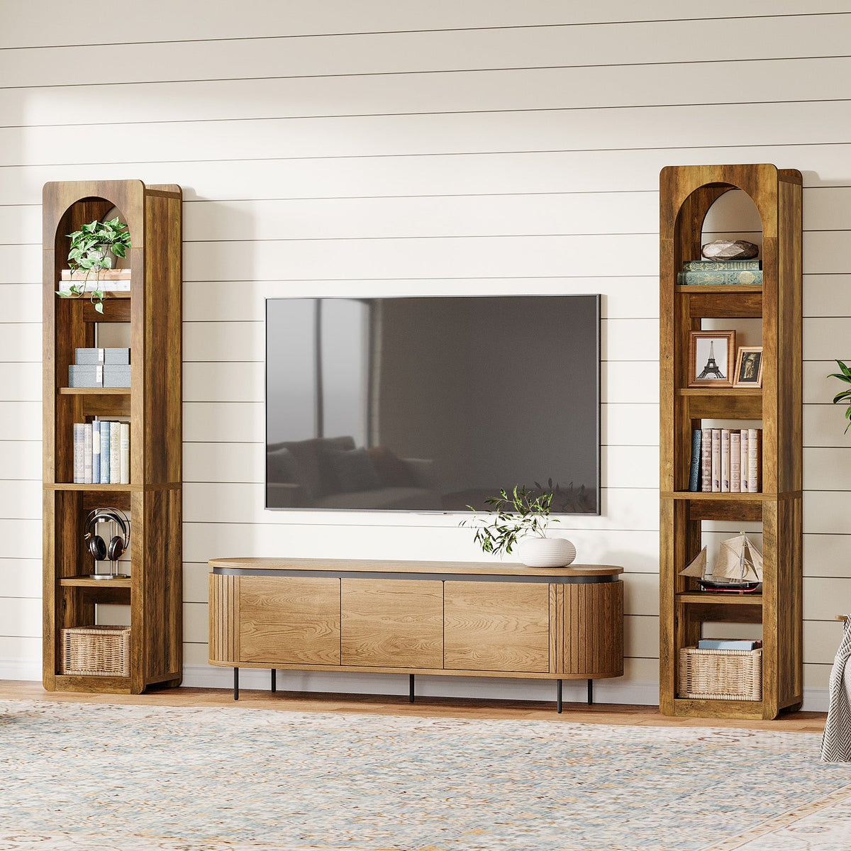 70.8" Bookshelf, 5-Tier Corner Bookcase with Open Storage Shelves