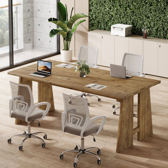 70.8" Conference Table, Wood Meeting Table with Reinforced Legs for 6-8