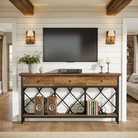 70.8" Console Table, 2-Tier Narrow Entryway Table Sofa Table with 3 Drawers