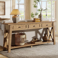 70.8" Console Table, Long Sofa Table Behind Couch with 3 Storage Drawers