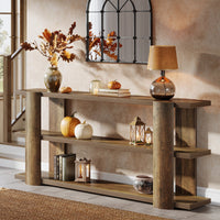 70.8" Console Table, Wooden 3-Tier Sofa Table Entryway Accent Table