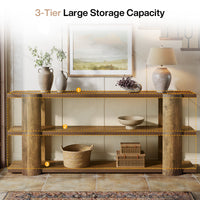 70.8" Console Table, Wooden 3-Tier Sofa Table Entryway Accent Table