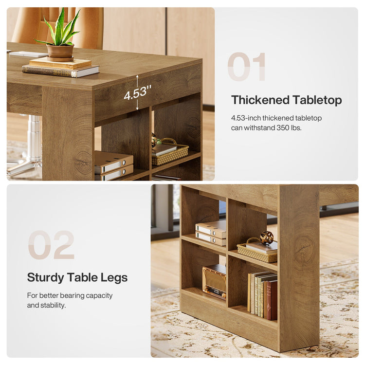 70.8" Executive Desk, Modern Office Computer Desk with Storage Shelves