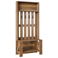 70.8" Freestanding Hall Tree, Coat Rack with Shoe Bench and Hooks