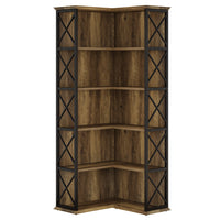 70.8" Tall Bookshelf, 5-Tier L-Shaped Bookcase Display Rack with Baffle