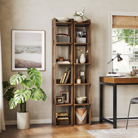70.8" Wood Bookshelf, 6 Tier Narrow Bookcase with Open Storage Shelf