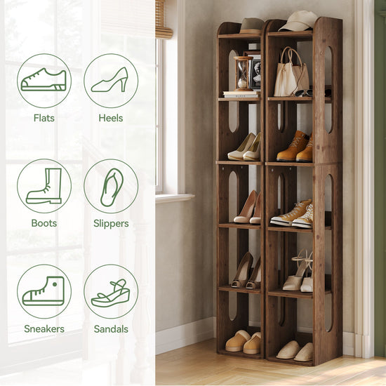 70.8" Wood Bookshelf, 6 Tier Narrow Bookcase with Open Storage Shelf