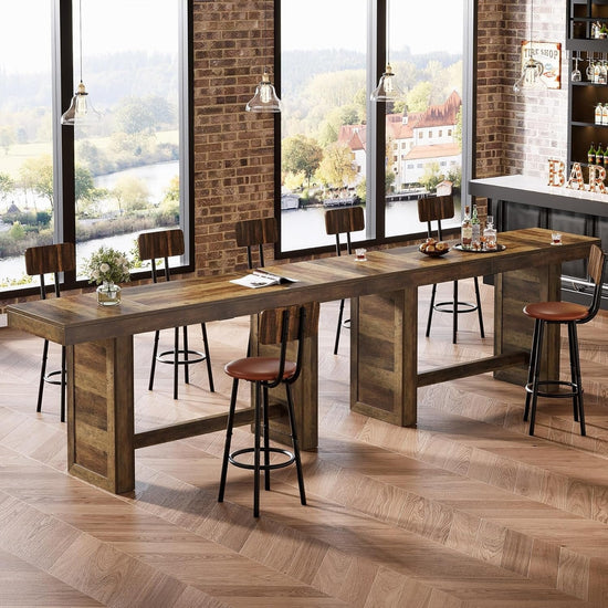 70.9" Bar Table, Rectangular Counter Height Pub Table with Footrest