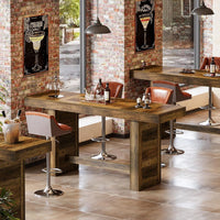 70.9" Bar Table, Rectangular Counter Height Pub Table with Footrest