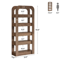 70.9" Bookshelf, 5-Tier Bookcase Storage Unit with Open Shelves