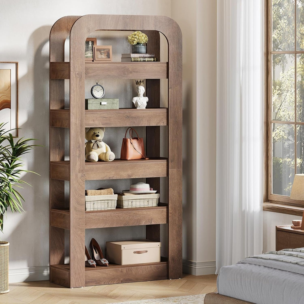 70.9" Bookshelf, 5-Tier Bookcase Storage Unit with Open Shelves