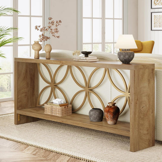 70.9" Console Table, Farmhouse Sofa Table Entryway Table with Storage