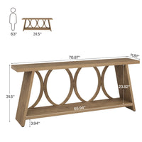 70.9" Console Table, Farmhouse Sofa Table Hallway Accent Table with 2 Tier Shelf